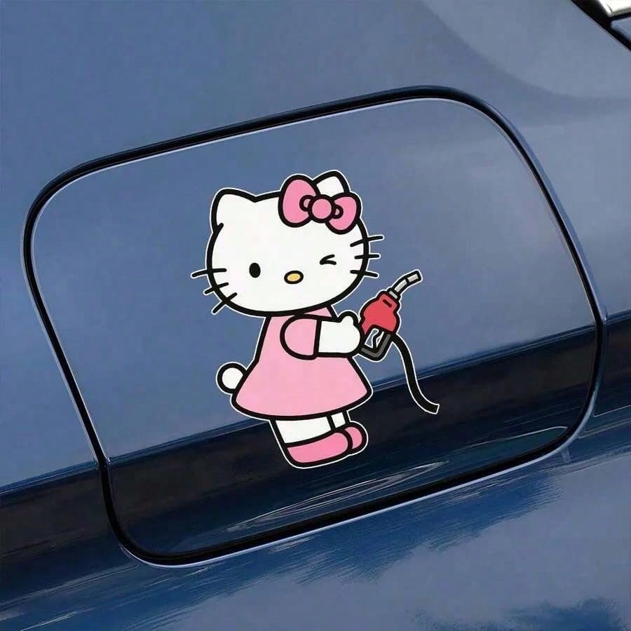 SANRIO 1pc Hello Kitty Car Handle Sticker Set- Premium 3D Suitable For Girls, Cute Kawaii Anime Car Accessory Gift For Her, Very Lovely Door Handle Set Decoration, Fit Most Cars Suvs Trucks, Party Gi