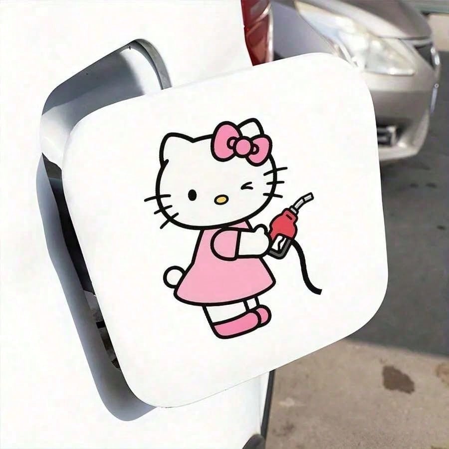 SANRIO 1pc Hello Kitty Car Handle Sticker Set- Premium 3D Suitable For Girls, Cute Kawaii Anime Car Accessory Gift For Her, Very Lovely Door Handle Set Decoration, Fit Most Cars Suvs Trucks, Party Gi