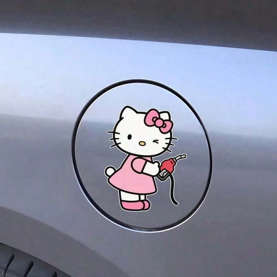 SANRIO 1pc Hello Kitty Fun Car Sticker, Cute Car Exterior Decor Accessory, Car Decal, Suitable For Cars, Trucks, Motorcycles, Walls, Perfect Gift, Durable Cartoon Design, Easy To Apply