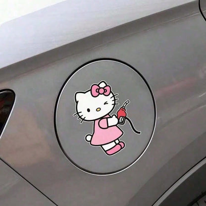 SANRIO 1pc Hello Kitty Fun Car Sticker, Cute Car Exterior Decor Accessory, Car Decal, Suitable For Cars, Trucks, Motorcycles, Walls, Perfect Gift, Durable Cartoon Design, Easy To Apply