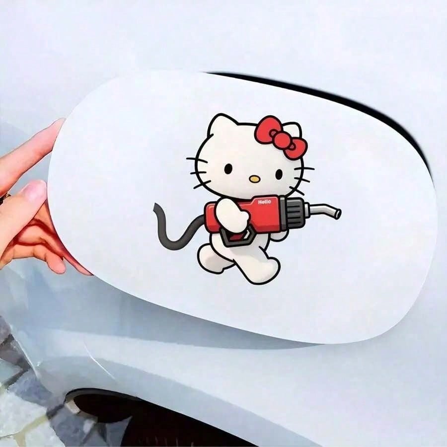 SANRIO 1pc Hello Kitty Fun Car Sticker, Cute Car Exterior Decor Accessory, Car Decal, Suitable For Cars, Trucks, Motorcycles, Walls, Perfect Gift, Durable Cartoon Design, Easy To Apply