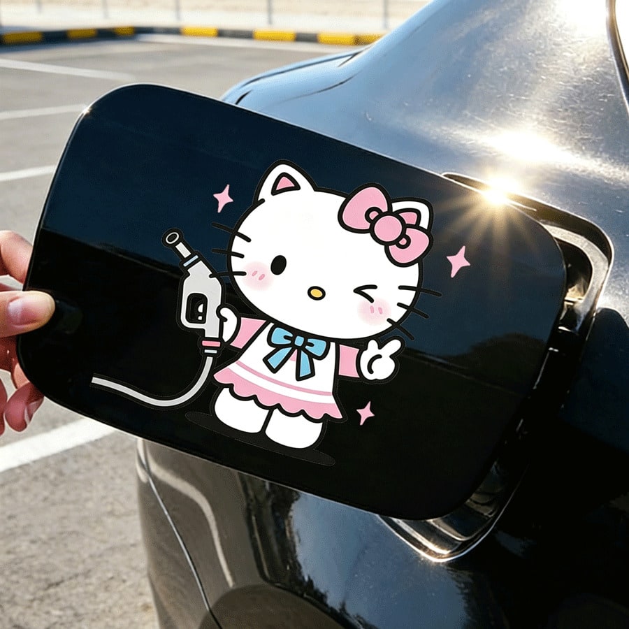 SANRIO 1pc Hello Kitty Vehicle Stickers, Cute And Fun, Ideal For Cars, Trucks, Motorcycles, And Walls- Made To Last, Great For Gifting During Halloween, Christmas, New Year, And Other Celebrations, H