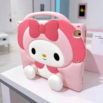 SANRIO 3D Cartoon Silicone Tablet Cover,Hangyodon Shockproof Protective,Fit 1/2/3/4/5/6/,Tablet 5/6//8/9/10/11,Air1/2/3/4/5/6//8,Pro 9./10. 5/11 Inch All Generations,Handheld Crossbody Strap Foldable