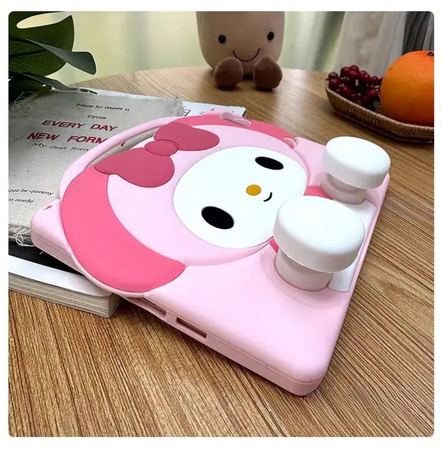 SANRIO 3D Cartoon Silicone Tablet Cover,Hangyodon Shockproof Protective,Fit 1/2/3/4/5/6/,Tablet 5/6//8/9/10/11,Air1/2/3/4/5/6//8,Pro 9./10. 5/11 Inch All Generations,Handheld Crossbody Strap Foldable