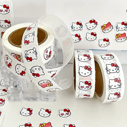 SANRIO 500pcs Sticker Roll- Colorful Stamping Stickers For Cars, Motorcycles, Bicycles And Other Decorations Scrapbooking, Party Favors, And DIY Crafts- Matte Finish, Reusable Stickers For Home, Off