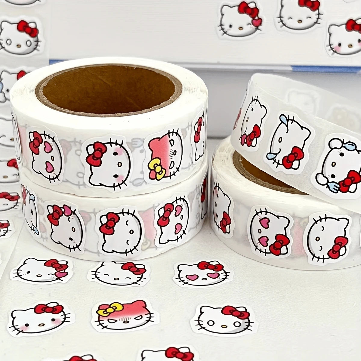 SANRIO 500pcs Sticker Roll- Colorful Stamping Stickers For Cars, Motorcycles, Bicycles And Other Decorations Scrapbooking, Party Favors, And DIY Crafts- Matte Finish, Reusable Stickers For Home, Off