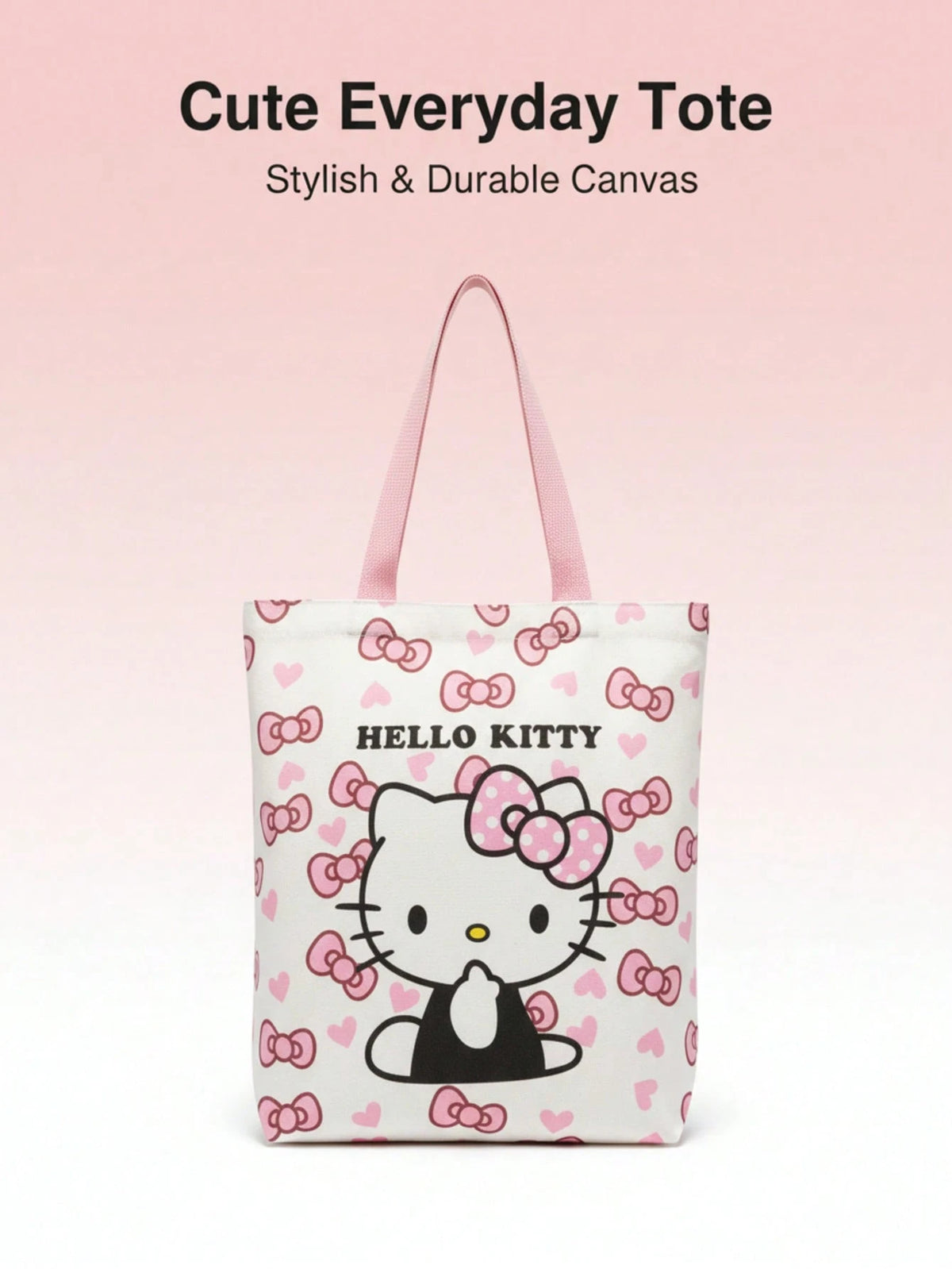 Sanrio Hello Kitty Canvas Lunch School Duffle Tote Bags For Women, Cute Pink Hello Kitty Party Favors Laptop Pouch Makeup Bag For Girls For School, Suitable For Commuting, School, And Shopping, Conven