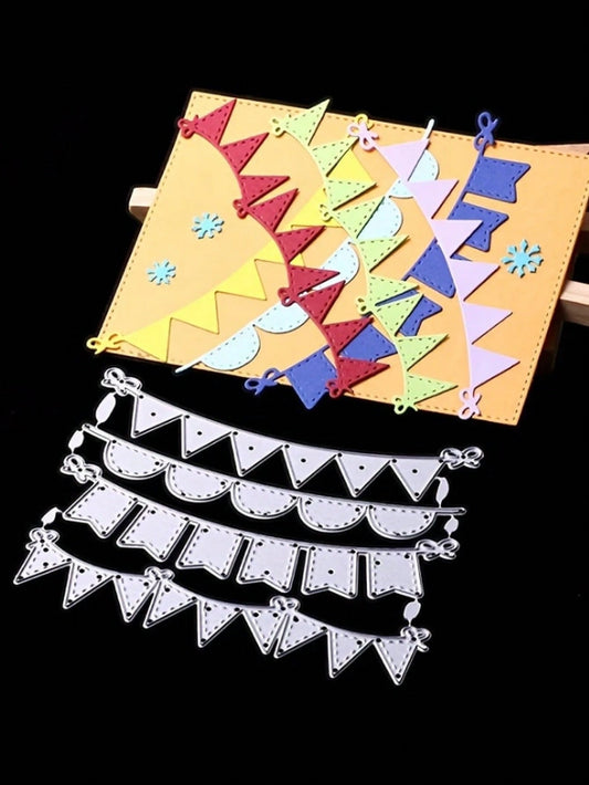 Scrapbook Die Cutting And Embossing Molds, Colorful Flag Pattern Metal Cutting Dies, For DIY Scrapbook Decoration Embossing Tools, Photo Album Cover Making Templates, Handmade Greeting Card Background