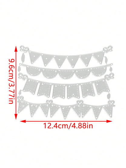 Scrapbook Die Cutting And Embossing Molds, Colorful Flag Pattern Metal Cutting Dies, For DIY Scrapbook Decoration Embossing Tools, Photo Album Cover Making Templates, Handmade Greeting Card Background