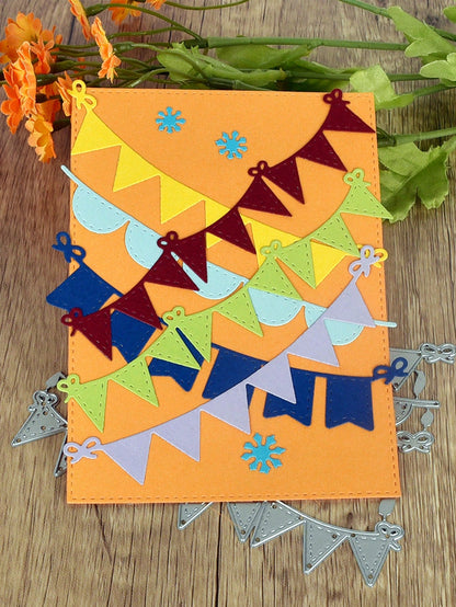 Scrapbook Die Cutting And Embossing Molds, Colorful Flag Pattern Metal Cutting Dies, For DIY Scrapbook Decoration Embossing Tools, Photo Album Cover Making Templates, Handmade Greeting Card Background