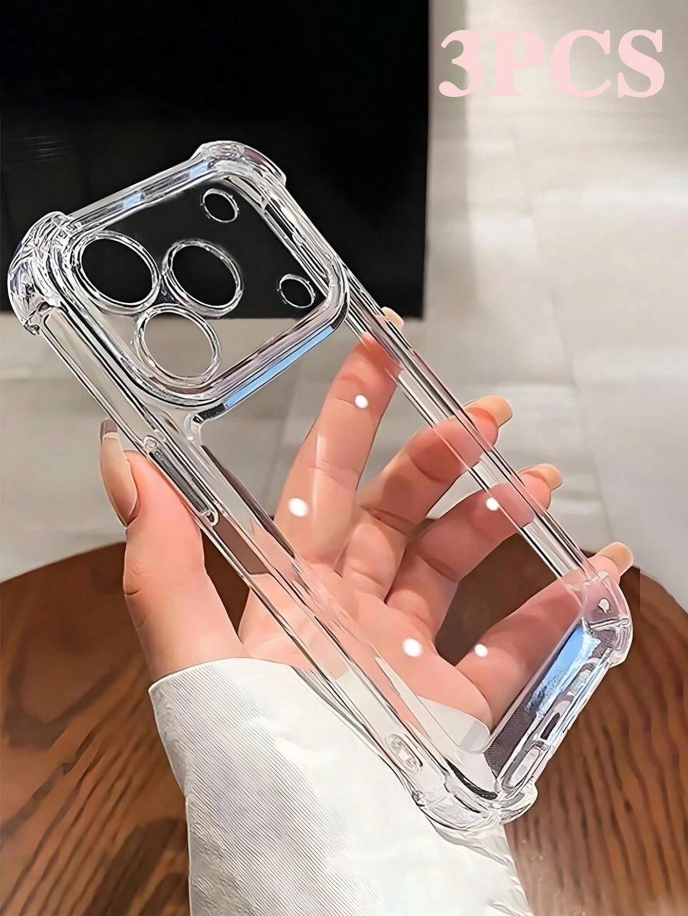 Screen Protection TPU 3pcs Perforated Transparent Anti-Drop 2.8mm Phone Case Compatible With IPhone 17/17Pro/17promax/17Air/16/16Pro/16promax/16plus/11/12/13/14 Pro Max/Xs/Xr/11 Pro/11 Pro Max/12 Pro