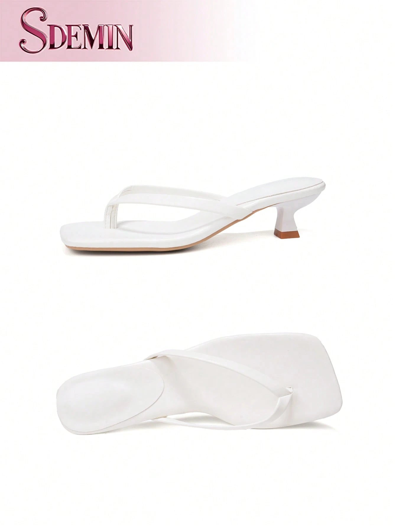 SDEMIN Summer New Arrival Women's Solid Color Slippers, Elegant Vacation Shoes, Casual Beach High Heels Sandals, Fashionable Slip-On Heels For Dress