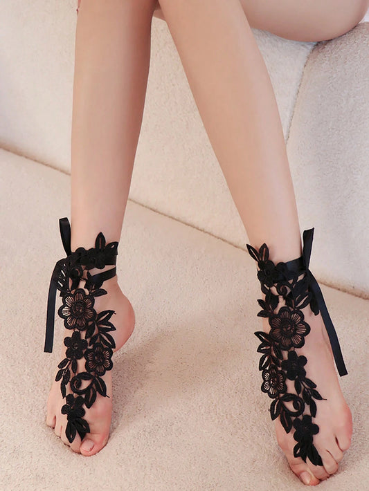 Seductive Hollow Out Lace Sexy Stockings With Spaghetti Straps- Foot Accessories, Temptation For Women
