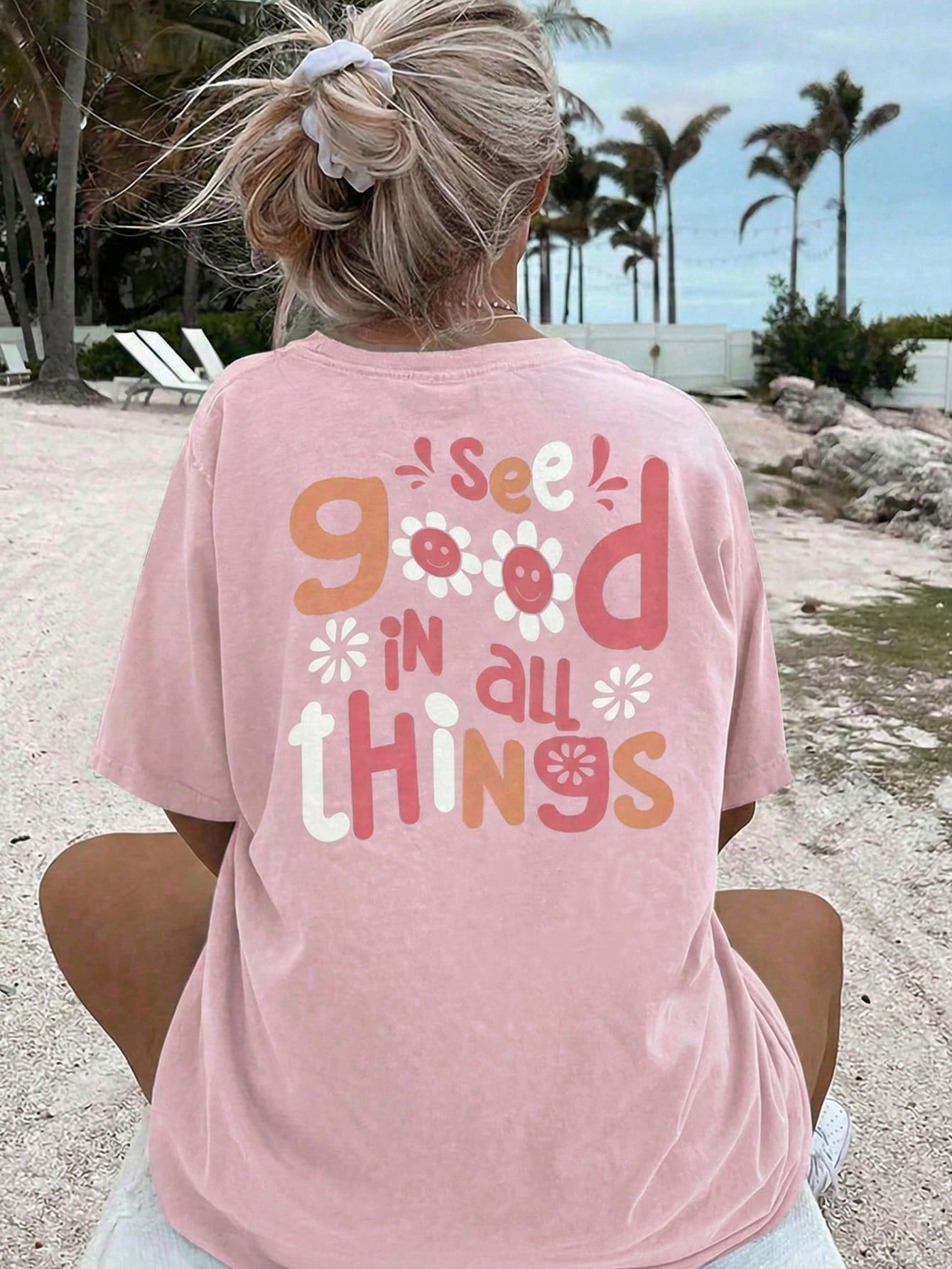 See Good In All Things Beach, Women Plus Size Graphic Print Casual T-Shirt Summer