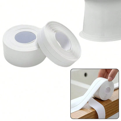 Self Adhesive Caulk Tape 2 Pack 1.5 X 10.5Ft Waterproof PVC Sealing Strip Bathroom Bathtub Kitchen