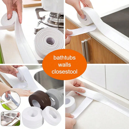 Self Adhesive Caulk Tape 2 Pack 1.5 X 10.5Ft Waterproof PVC Sealing Strip Bathroom Bathtub Kitchen