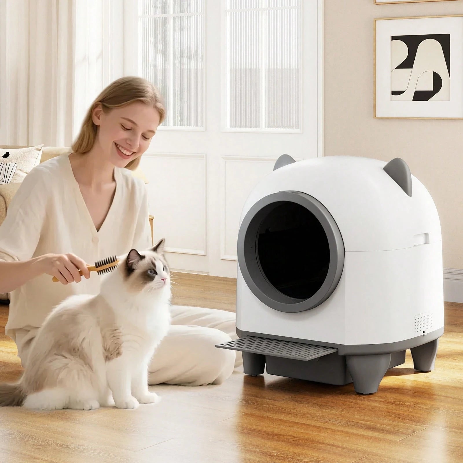 Self-Cleaning Litter Box For Multi-Cat & Senior Cats Home 21Gal Large Capacity