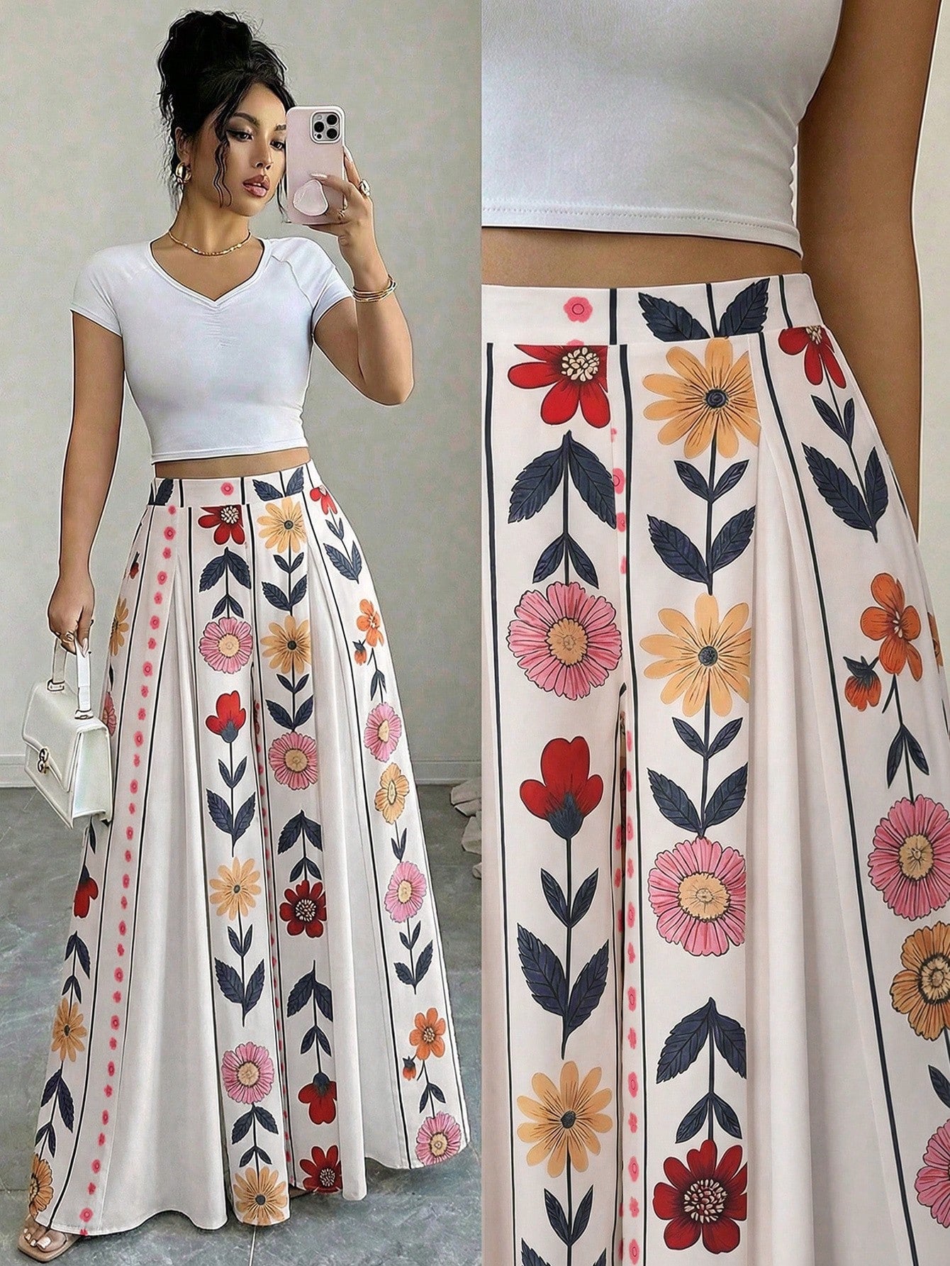 Selianne Women's Elegant Printed A-Line Skorts, Suitable For Outings, Vacations And Commuting In Spring And Summer