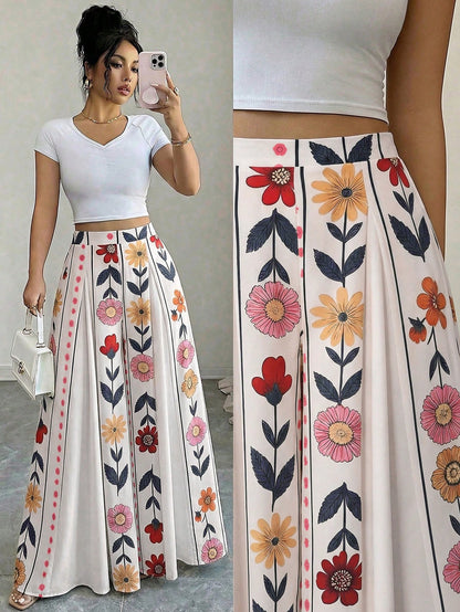 Selianne Women's Elegant Printed A-Line Skorts, Suitable For Outings, Vacations And Commuting In Spring And Summer