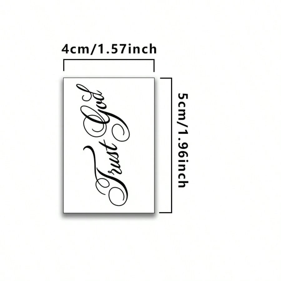 Semi-Permanent Herbal Juice Tattoo, Rose Flower With English Text "Trust God", Meaning "Believe In God/Faith In The Divine", 7-14 Days Waterproof Non-Reflective Tattoo Sticker For Hand, Arm, Body,Sket