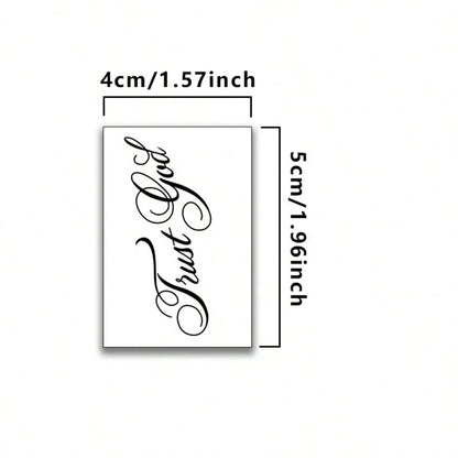 Semi-Permanent Herbal Juice Tattoo, Rose Flower With English Text "Trust God", Meaning "Believe In God/Faith In The Divine", 7-14 Days Waterproof Non-Reflective Tattoo Sticker For Hand, Arm, Body,Sket