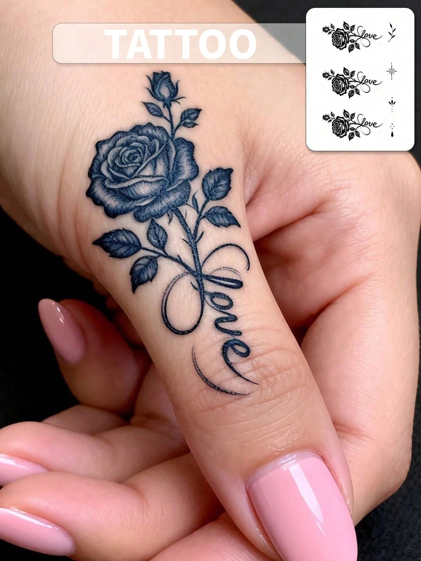 Semi-Permanent Herbal Juice Tattoo, Rose Flower With English Text "Trust God", Meaning "Believe In God/Faith In The Divine", 7-14 Days Waterproof Non-Reflective Tattoo Sticker For Hand, Arm, Body,Sket