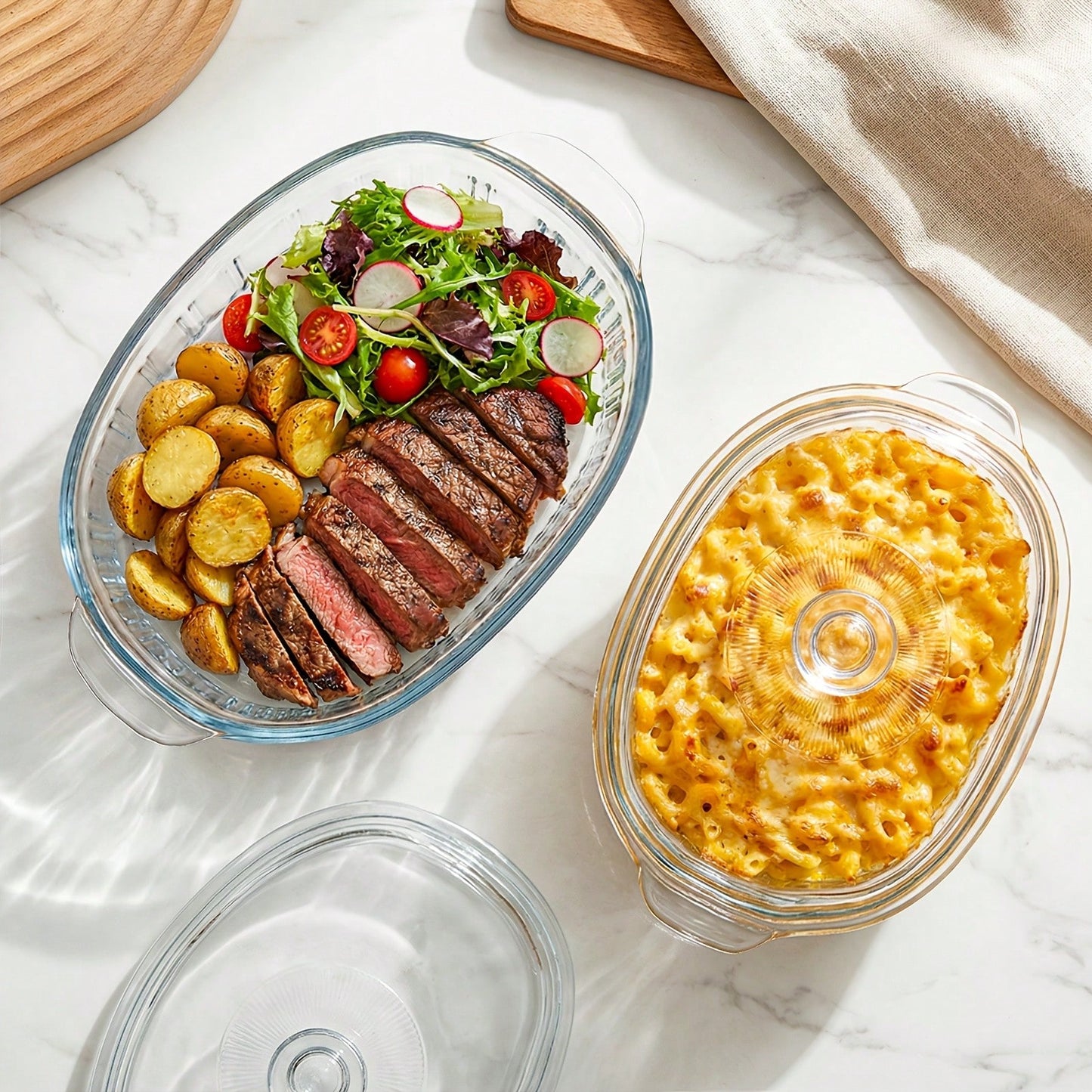 Senmeo 1pc 61oz Glass Casserole Dish With Lid, Ribbed Oval Glass Baking Dish For Oven & Microwave, Clear Lead-Free Covered Casserole Cookware, Versatile Deep Glass Food Container For Baking, Cooking