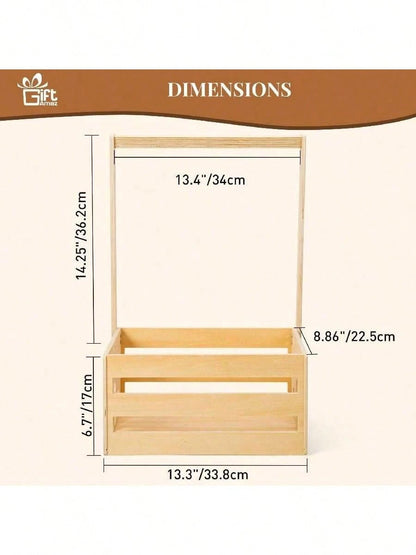 Senmeo 1Pcs Wooden Baby Storage Crate, Portable With Handle Design, Multipurpose Gift Basket, Baby Shower/Newborn/Pregnancy Gift Use