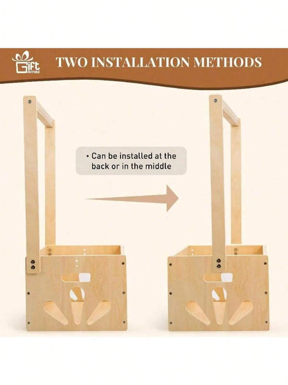 Senmeo 1Pcs Wooden Baby Storage Crate, Portable With Handle Design, Multipurpose Gift Basket, Baby Shower/Newborn/Pregnancy Gift Use