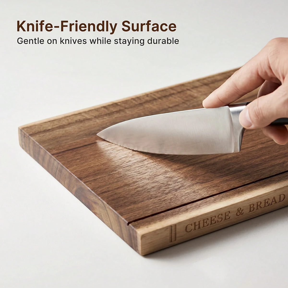 Senmeo 3Pack Acacia Wood Prep Board Set, Wooden Cutting Boards With Storage Rack, Multi-Functional Charcuterie Tray, For Ingredient Cutting/Appetizer Serving, Premium Kitchen Housewarming Gift