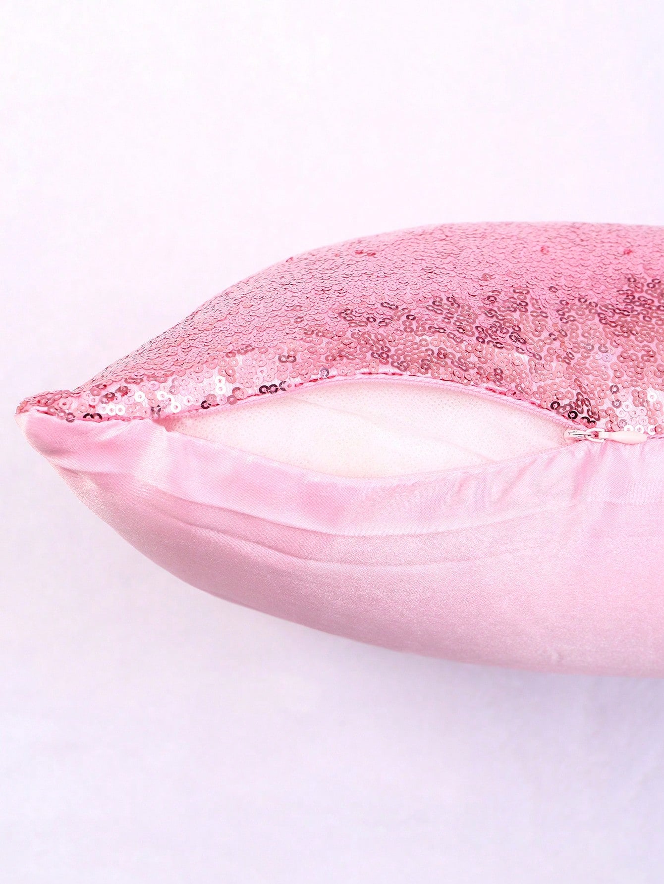 Sequin Decor Cushion Cover Without Filler, Pink Throw Pillow Case, Pillow Insert Not Include, For Sofa, Living Room