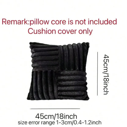 Set Of 2 Couch Decorative Throw Pillow Covers 18x18 Faux Fur Plush Soft Fluffy Cushion Case Cozy Fuzzy Striped Pillowcase Home Decor For Bed Sofa Living Room