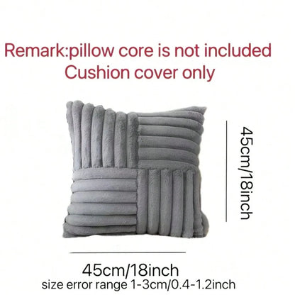 Set Of 2 Couch Decorative Throw Pillow Covers 18x18 Faux Fur Plush Soft Fluffy Cushion Case Cozy Fuzzy Striped Pillowcase Home Decor For Bed Sofa Living Room