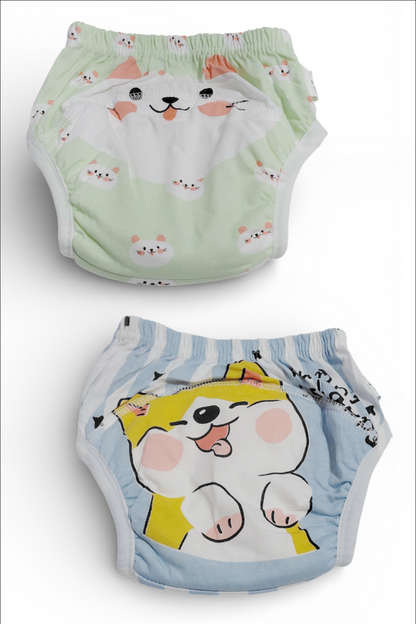 Set of 2 Diaper Training Pull Up Pants Reusable Breathable Soft Cotton Diaper Training Pants  (Size Small)