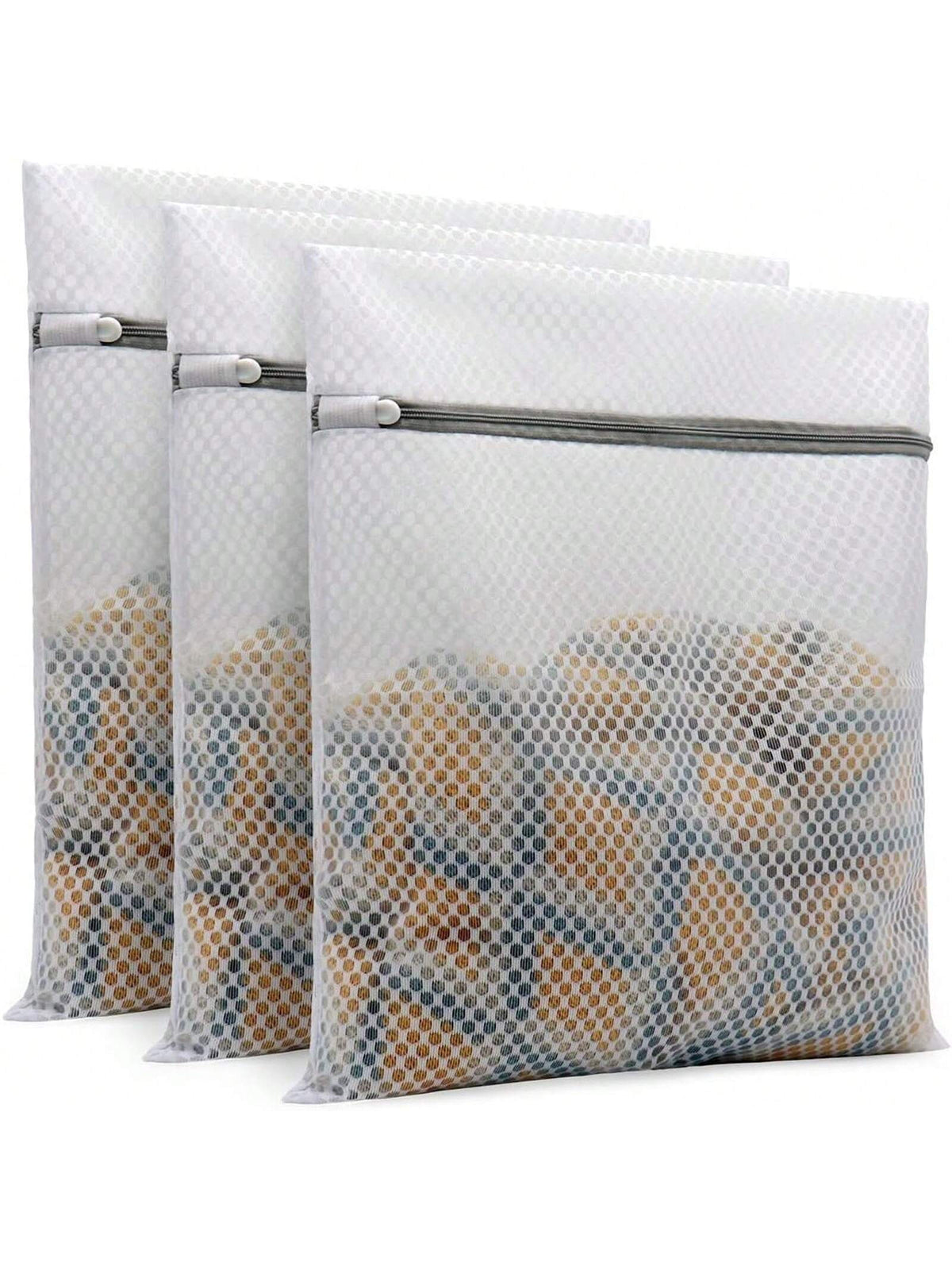 Set Of 3 Durable Honeycomb Mesh Laundry Bags, Travel Storage Organizers, Suitable For Washing Clothing, Shirts, Bras, Socks, Stockings, And Underwear.