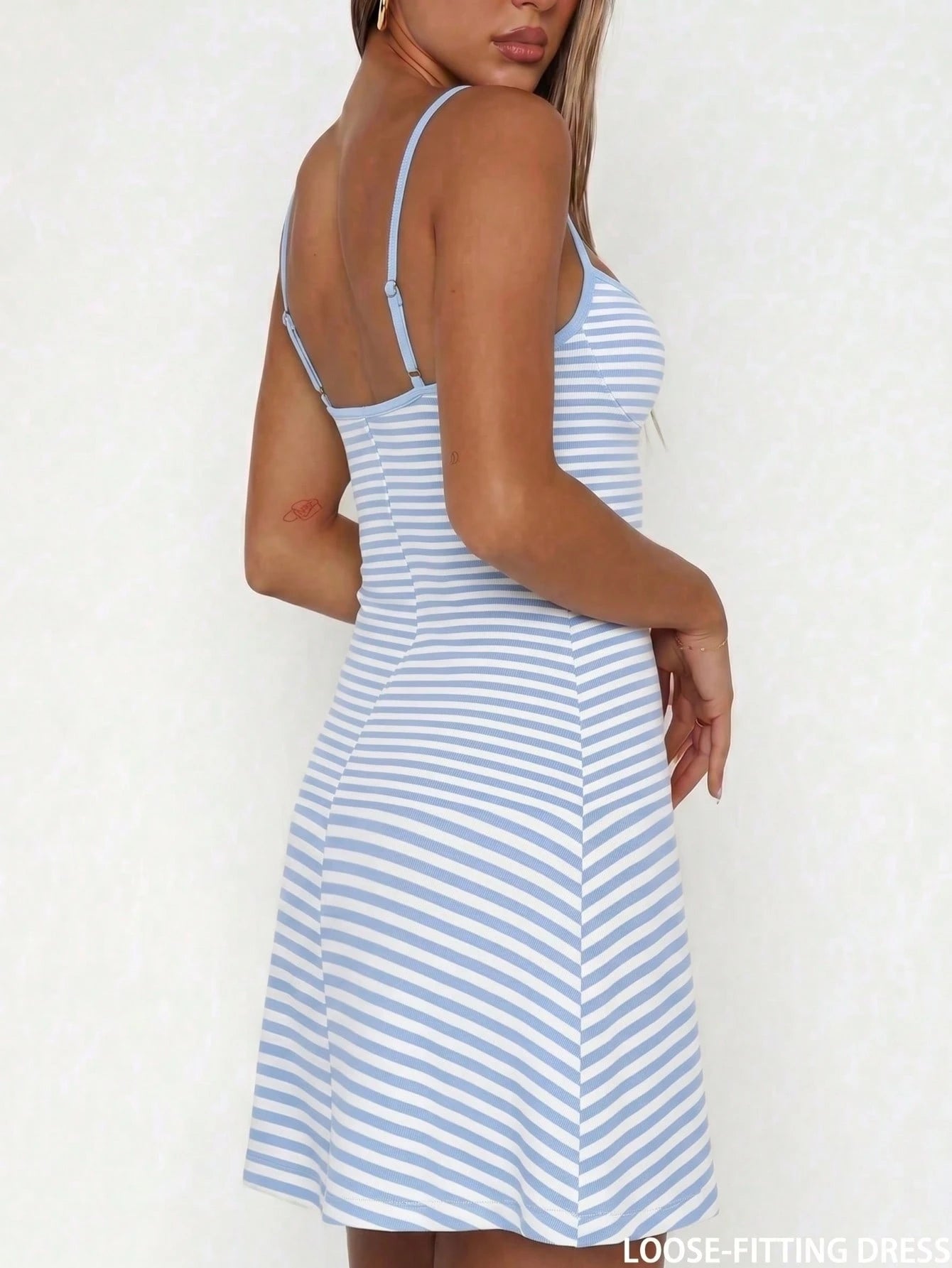 Sexy & Fashionable Versatile Vacation Spaghetti Strap Striped Mini Dress, New Arrival Spring/Summer Elegant, Vacationcore
