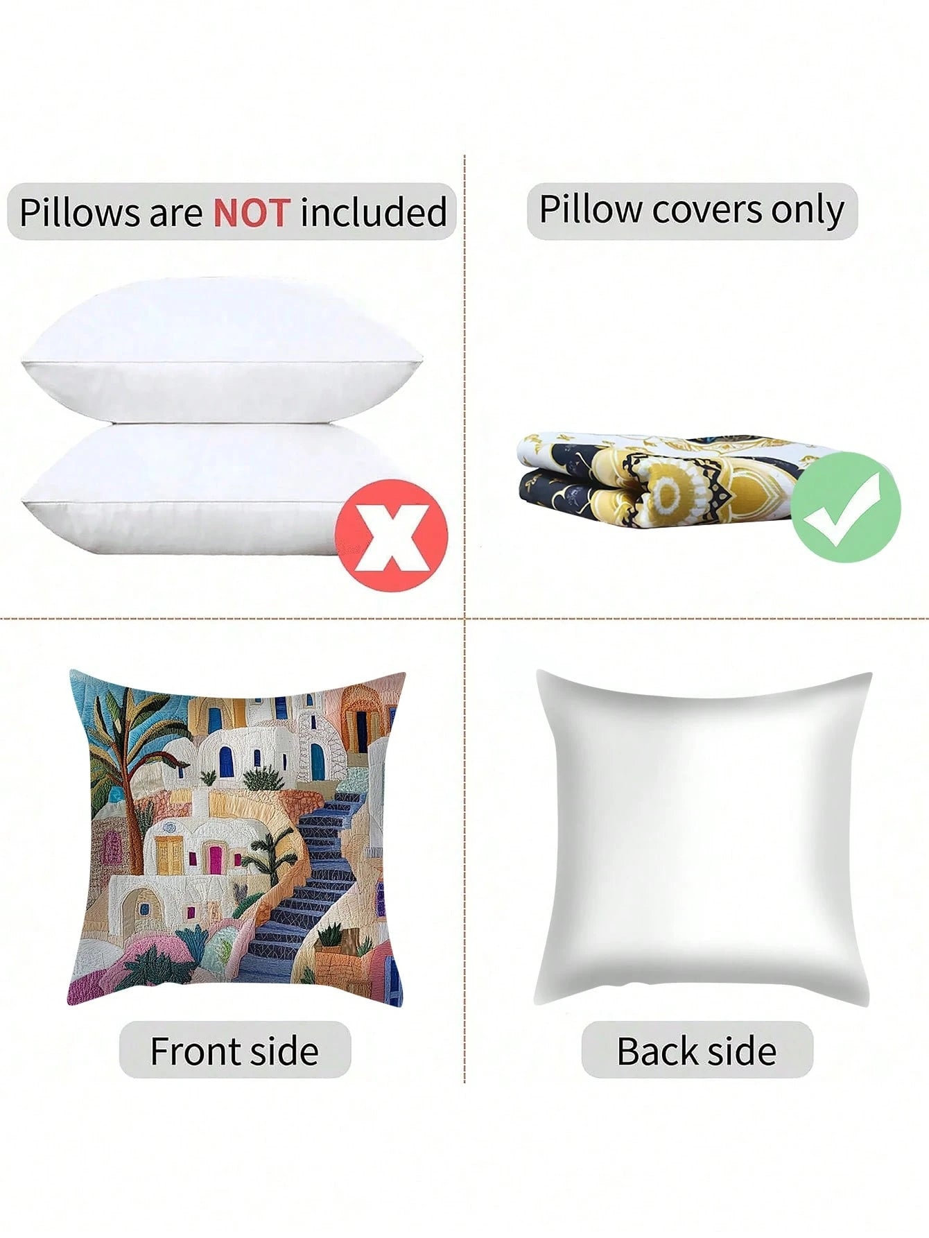 shangxia 1pc Bohemian Geometric Abstract Throw Pillow Cover, Various Sizes, 2D Single-Sided Printing, Faux Embroidery Details, Decorative Soft Plush Sofa Cushion Cover, Suitable For Office, Home, Bedr