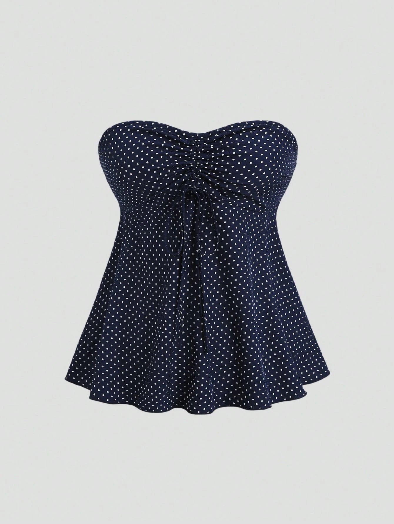 SHEIN Tall Autumn Fashion Design New Vintage Romantic Polka Dot Bow Pleated Umbrella Hem Slimming Versatile Women's Tall Top