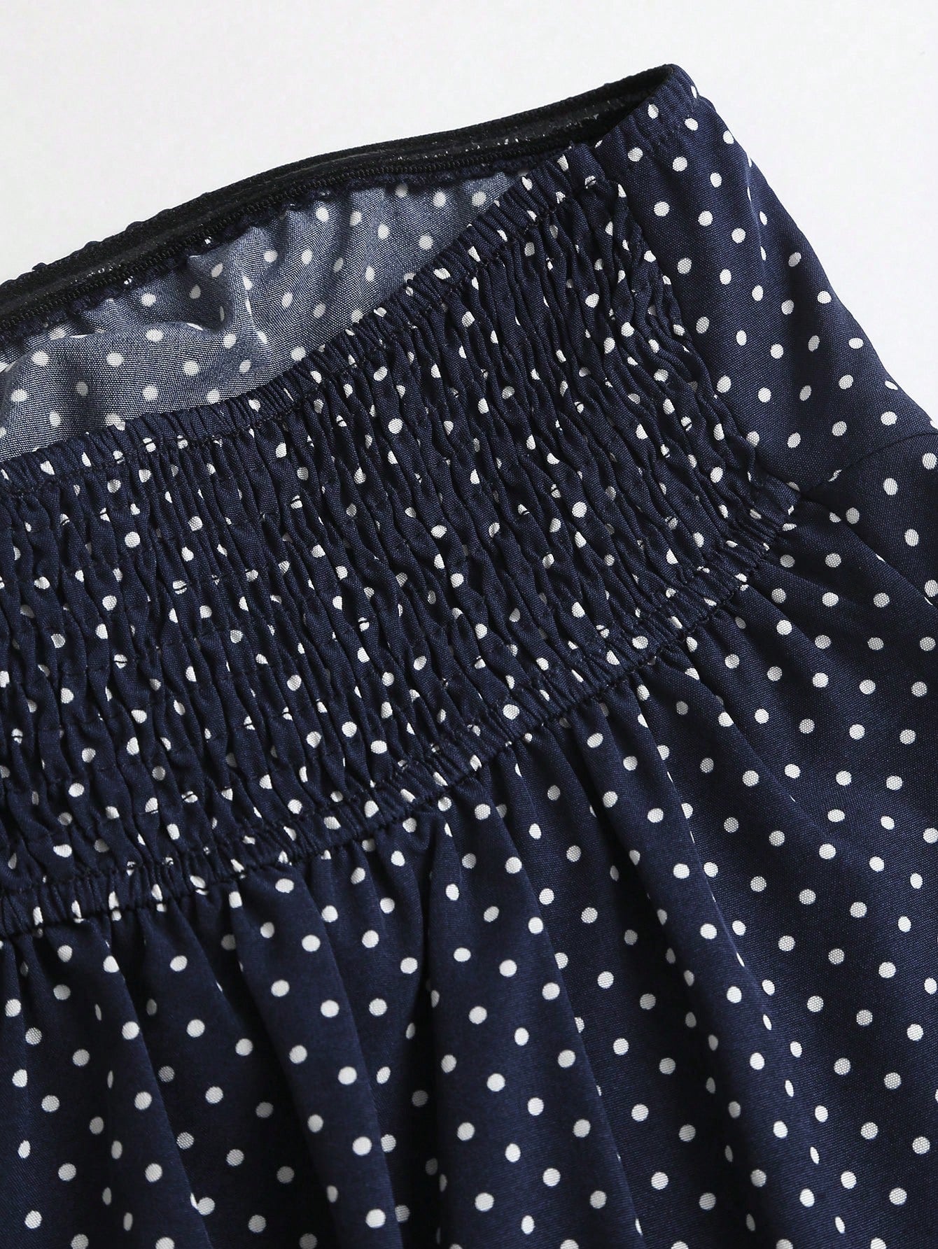 SHEIN Tall Autumn Fashion Design New Vintage Romantic Polka Dot Bow Pleated Umbrella Hem Slimming Versatile Women's Tall Top