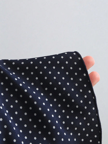 SHEIN Tall Autumn Fashion Design New Vintage Romantic Polka Dot Bow Pleated Umbrella Hem Slimming Versatile Women's Tall Top
