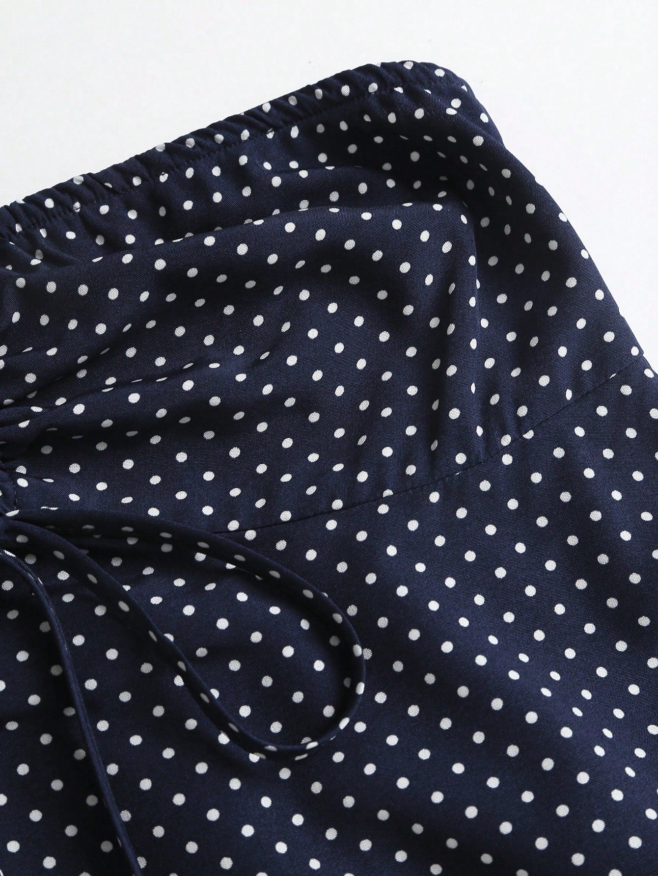 SHEIN Tall Autumn Fashion Design New Vintage Romantic Polka Dot Bow Pleated Umbrella Hem Slimming Versatile Women's Tall Top