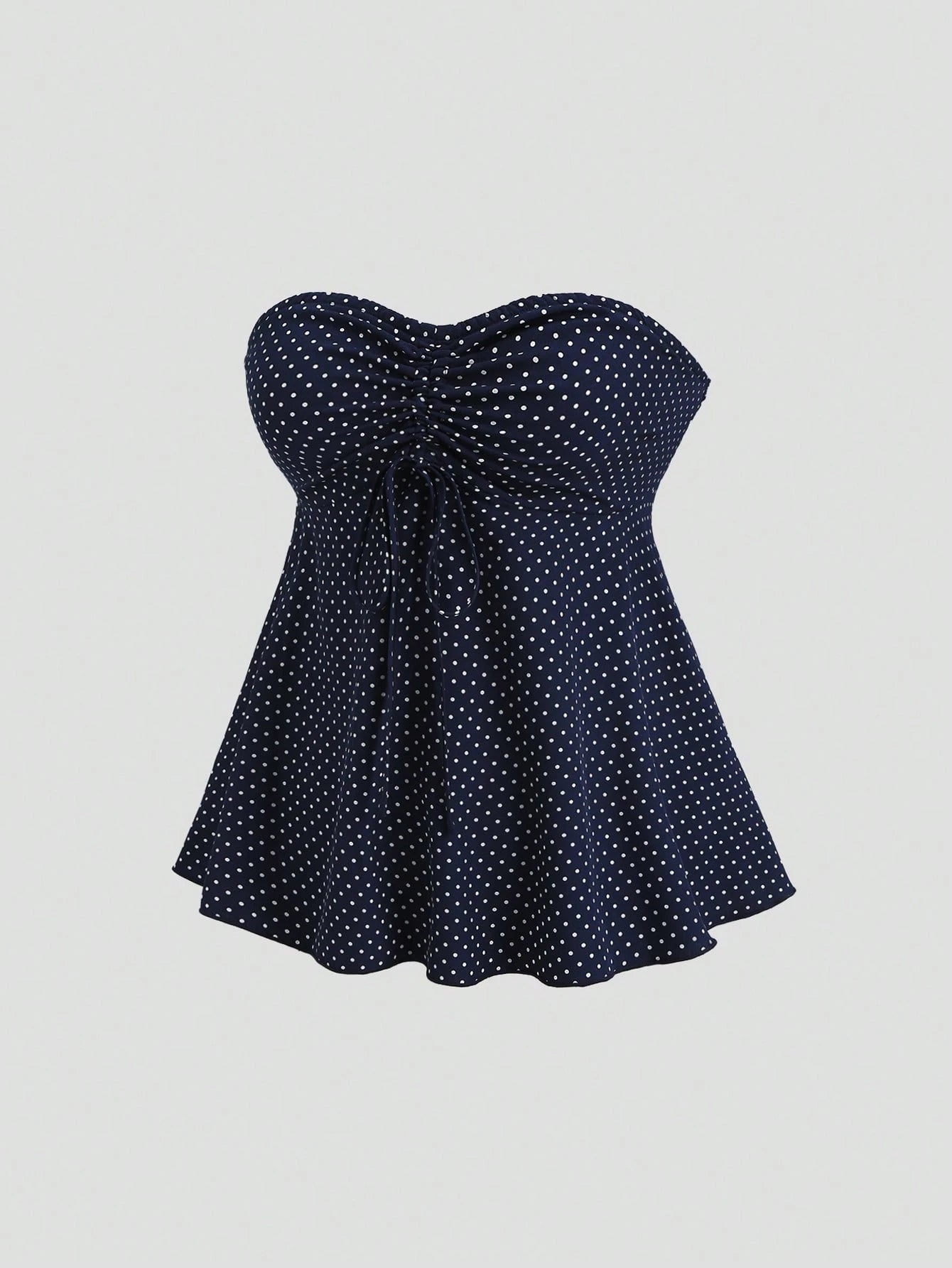 SHEIN Tall Autumn Fashion Design New Vintage Romantic Polka Dot Bow Pleated Umbrella Hem Slimming Versatile Women's Tall Top