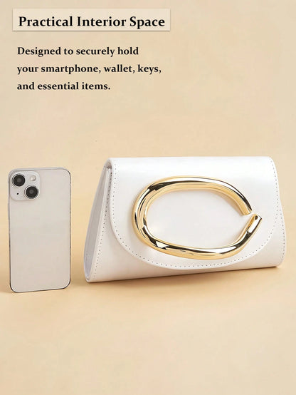 Shiny Luxurious Large Women's Clutch Bag Evening Bag Party Handbag With Detachable Chain Strap Elegant White Purse For Wedding Banquet Gala Birthday