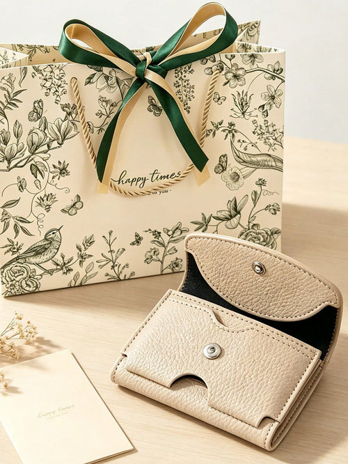 Short Wallet, Women's Genuine Leather Zipper Mini Wallet With Gift Bag, Fashionable Leather Women's Wallet, Cash, ID Card, Credit Card, Portable Coin Purse, Card Holder, Coin Wallet, Mini Wallet, Suit