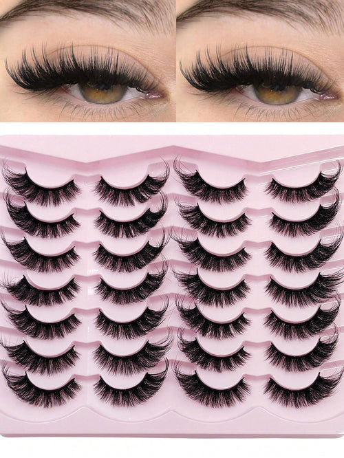 Sibeuna 14 Pairs Natural Soft Eyelashes, Slightly Upturned Ends To Elongate Eyes, Cat Eye & Strip False Eyelashes