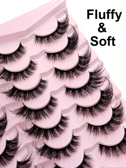 Sibeuna 14 Pairs Natural Soft Eyelashes, Slightly Upturned Ends To Elongate Eyes, Cat Eye & Strip False Eyelashes