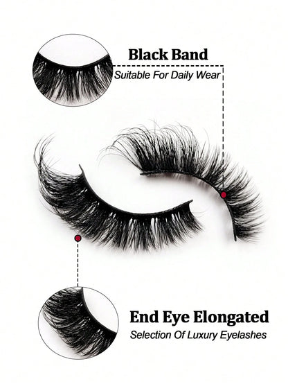 Sibeuna 14 Pairs Natural Soft Eyelashes, Slightly Upturned Ends To Elongate Eyes, Cat Eye & Strip False Eyelashes