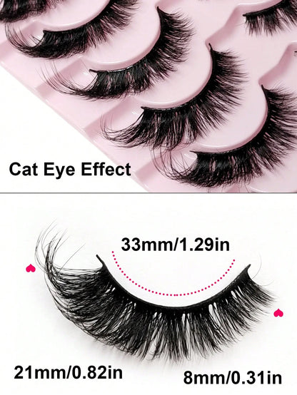 Sibeuna 14 Pairs Natural Soft Eyelashes, Slightly Upturned Ends To Elongate Eyes, Cat Eye & Strip False Eyelashes