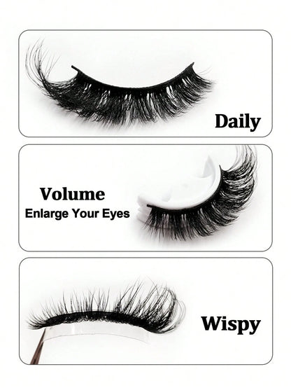 Sibeuna 14 Pairs Natural Soft Eyelashes, Slightly Upturned Ends To Elongate Eyes, Cat Eye & Strip False Eyelashes