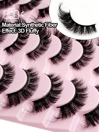 Sibeuna 14 Pairs Natural Soft Eyelashes, Slightly Upturned Ends To Elongate Eyes, Cat Eye & Strip False Eyelashes